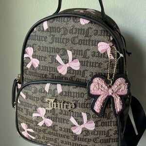 Juicy Couture Brown Backpack with Pink Bow Accents